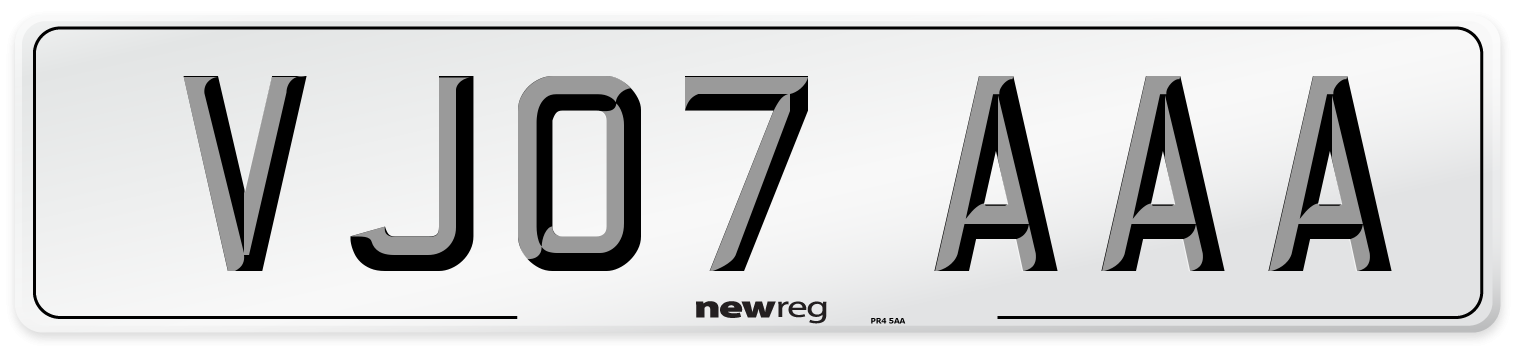VJ07 AAA Number Plate from New Reg